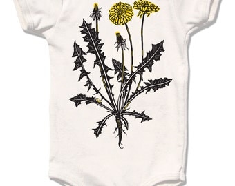 Organic Baby Clothes, Onesie Organic baby one piece Infant organic Dandelion flower bodysuit natural clothes botanical baby girl shower gift
