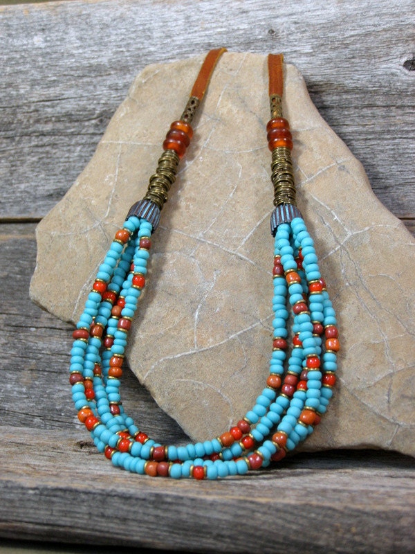 Womens Necklace Seed Bead Necklace Bohemian Necklace