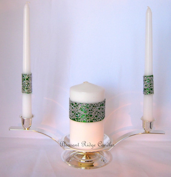 Emerald Green Unity Candle Wedding Candle Bling Unity Candle Catholic