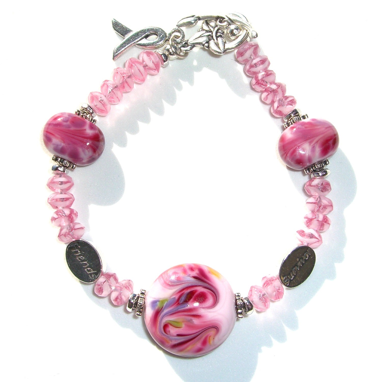 Pink Bracelet Survivor Jewelry Breast Cancer by AndreasJewelry