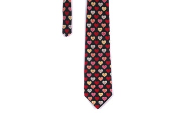 Vintage 80s Silk Conversation HEARTS Valentine's Day Necktie