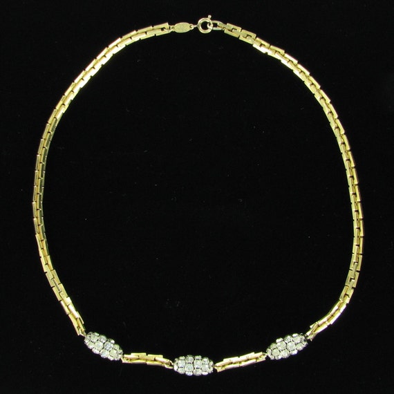 Christian Dior Germany 1973 Gold Plated and Rhinestone Choker