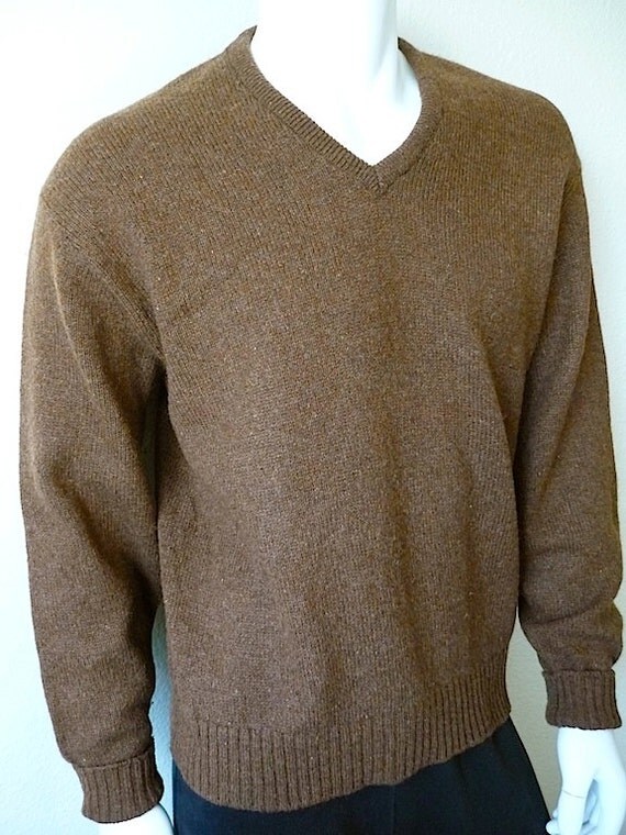 Vintage Men's 80's Jantzen Sweater Wool Brown V by Freshandswanky