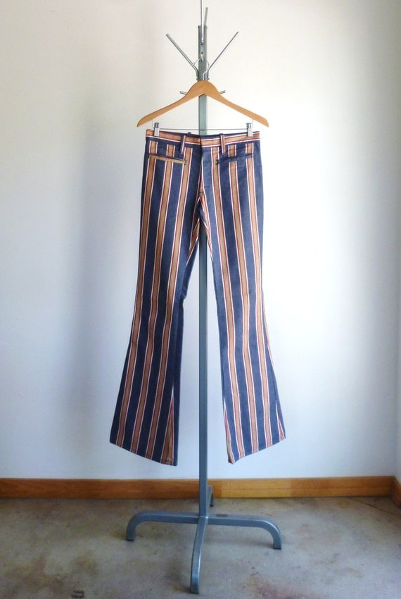 blue and white striped bell bottoms