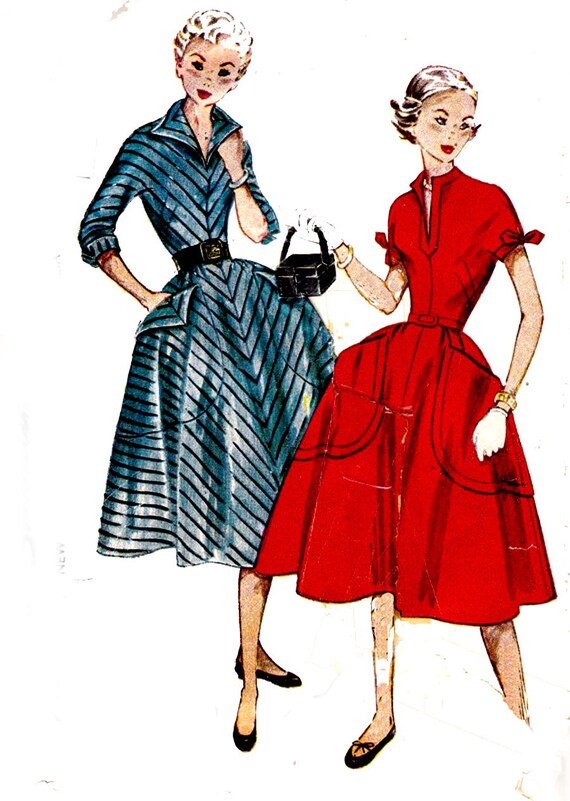 1950s Full Skirt Teen Dress Pattern Simplicity 3996 Vintage