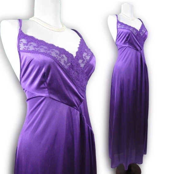 Sensual violet vintage nightgown open front by BoudoirBarbie