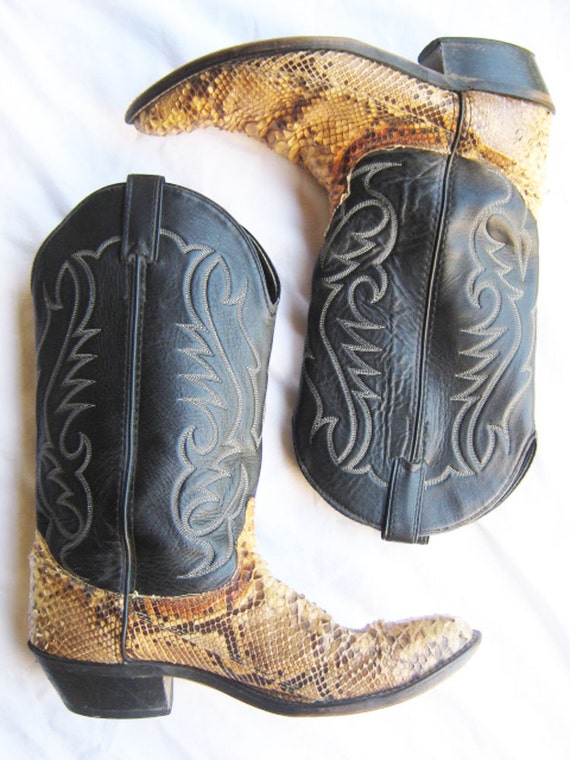 black and cream laredo snakeskin cowboy boots mens 10.5