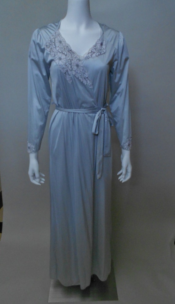 Vintage 60s 70s Peignoir Robw Nightgown Set Texsheen Pale Icy