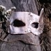 Natural Birch Bark Mask with White Flowers, Feathers, and Spanish Moss