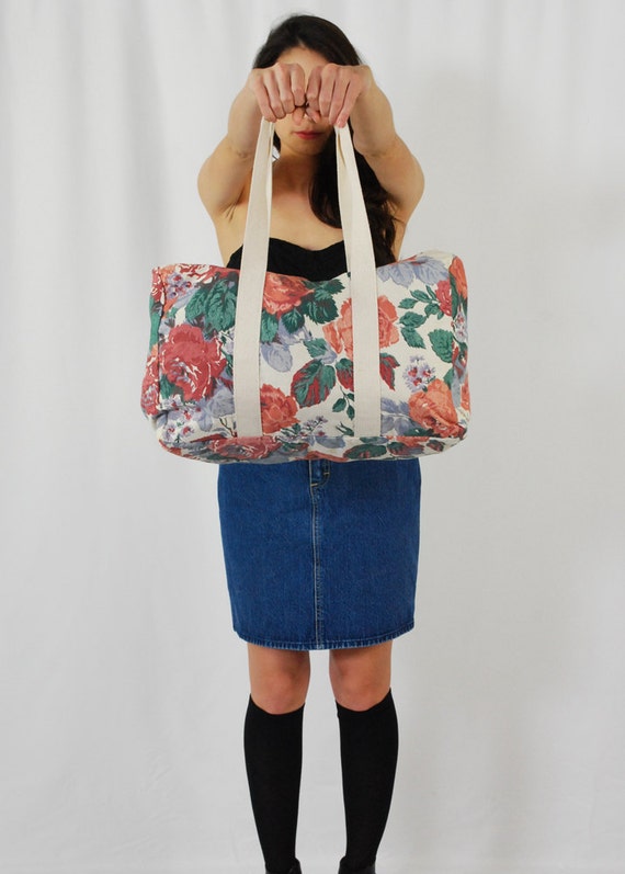 VTG Floral Duffle Bag 80s Grunge Rose Floral by WaistedVintage1