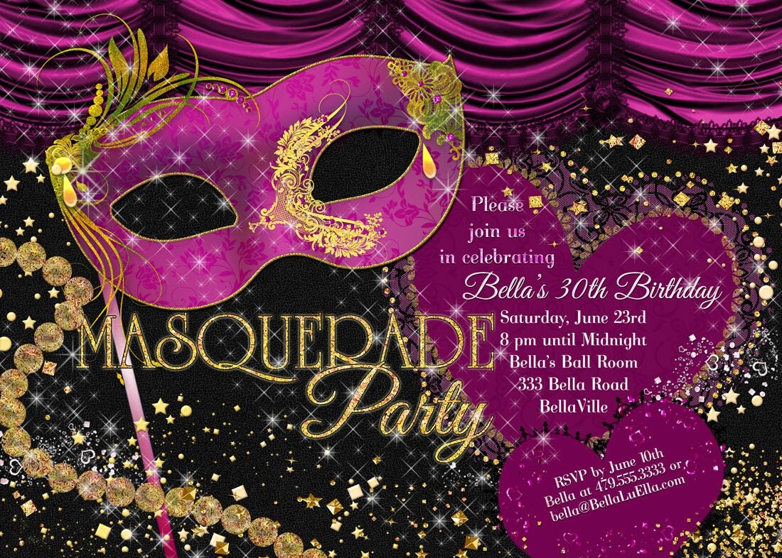 Masquerade Party Invitation Mardi Gras Party Party