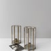 pair of geometric glass candle holder lanterns