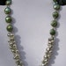 Pearl and White Pyrite Cluster Necklace / Green / Coin