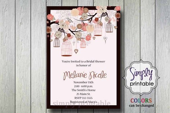 Bridal Shower Invitation with Vintage Birdcage & Flowers Il_570xn