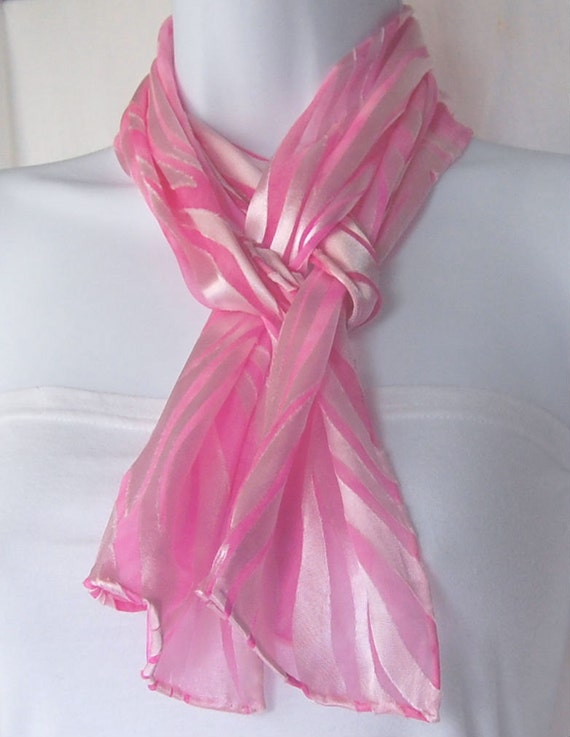 Hand Dyed Silk Scarf Hand painted Scarves Pink Satin