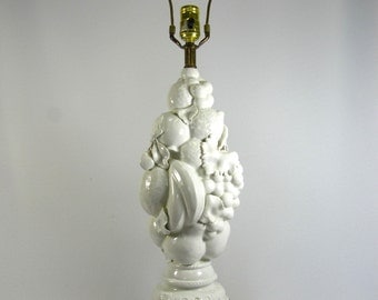 Table Lamp Mid Century Blanc de Chine Topiary Fruit Form Italian Made