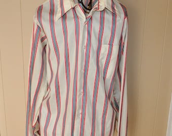 1960's Mens Shirt Long Sleeve Vintage Women's Unisex Striped Shirt w ...