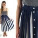 Vintage 1980s Pleated Nautical Maxi Skirt / Nautical Skirt / Pleated Skirt: sm / md / lg