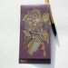 Golden rose on purple - blank greeting card for any occasion - silver, light green, sparkles, lilac - floral artwork - botanical art - OOAK