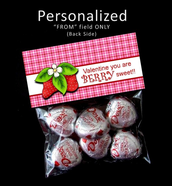 Printable- Personalized - Valentine Treat Bag Toppers - You're BERRY Sweet Il_570xn