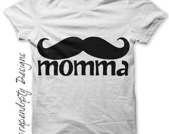 Mustache Iron on Shirt - Momma Iron on Transfer PDF / Women's Mustache Shirt / Mothers Day Tshirt / Cute Girls Clothing / Mom Shirt IT167-R
