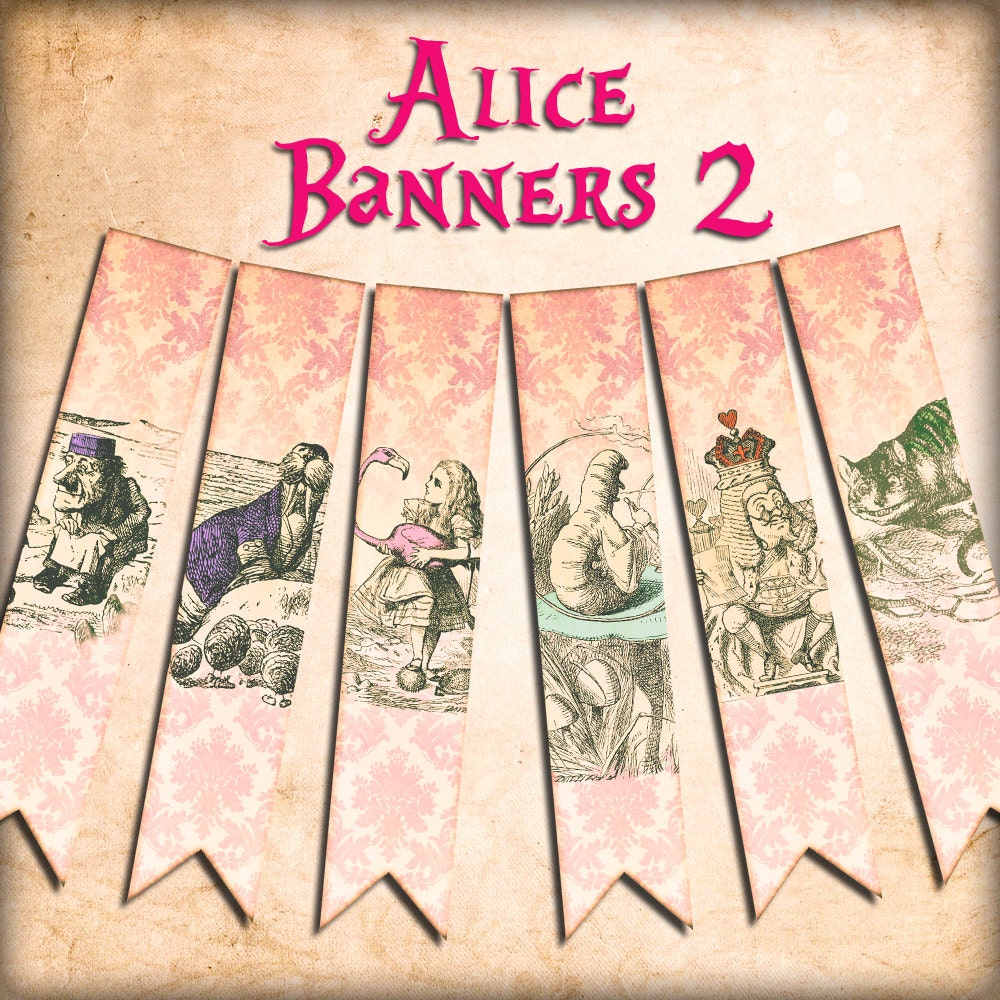 ALICE in WONDERLAND BANNER 2 digital printable banner style
