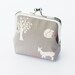 Woodland Coin Purse, Organic Fabric, Vegan Wallet, Grey, Red, and White