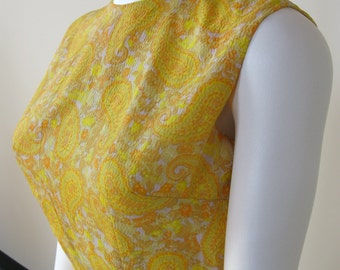 Vintage 1960's Dress Yellow Paisley