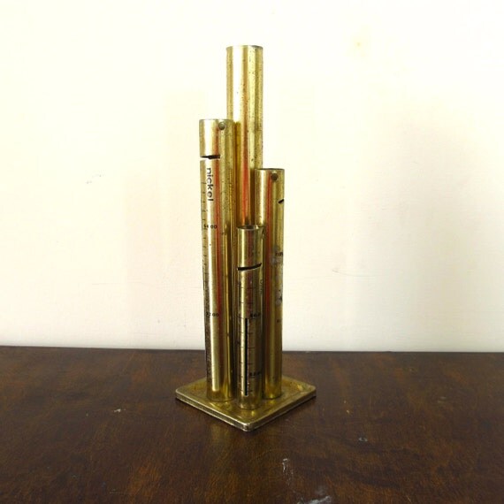 Vintage Coin Sorter Metal Tubes Desktop Holder for Loose