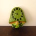 Vintage Mushroom Clock, Green Ceramic Wall Hanging, Kitsch Decor for Kitchen