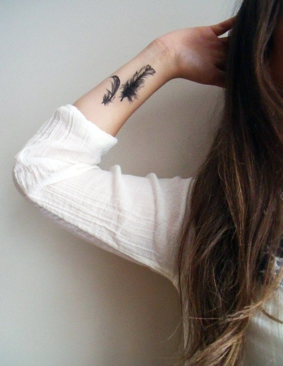 Temporary Tattoo Feathers and Rabbit (Includes 2 Tattoos)