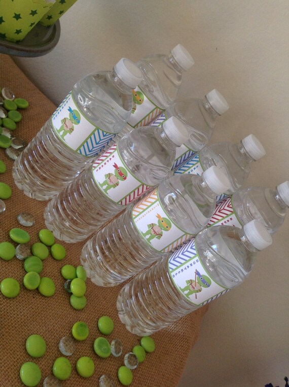 TMNT Water Bottle Wrappers - Teenage Mutant Ninja Turtles - Ninja - Party Supplies - INSTANT DOWNLOAD Il_570xn