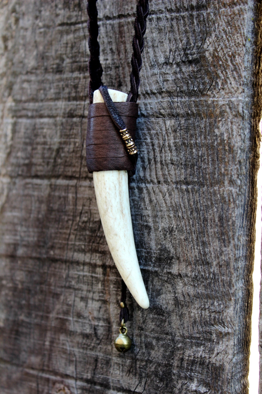 Deer Antler Tip Necklace Unisex Handmade Tribal Bohemian