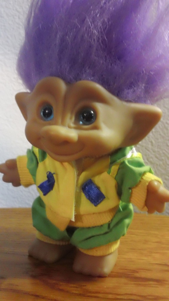 vintage 90s Ace Treasure Troll with yellow and by kitschannette