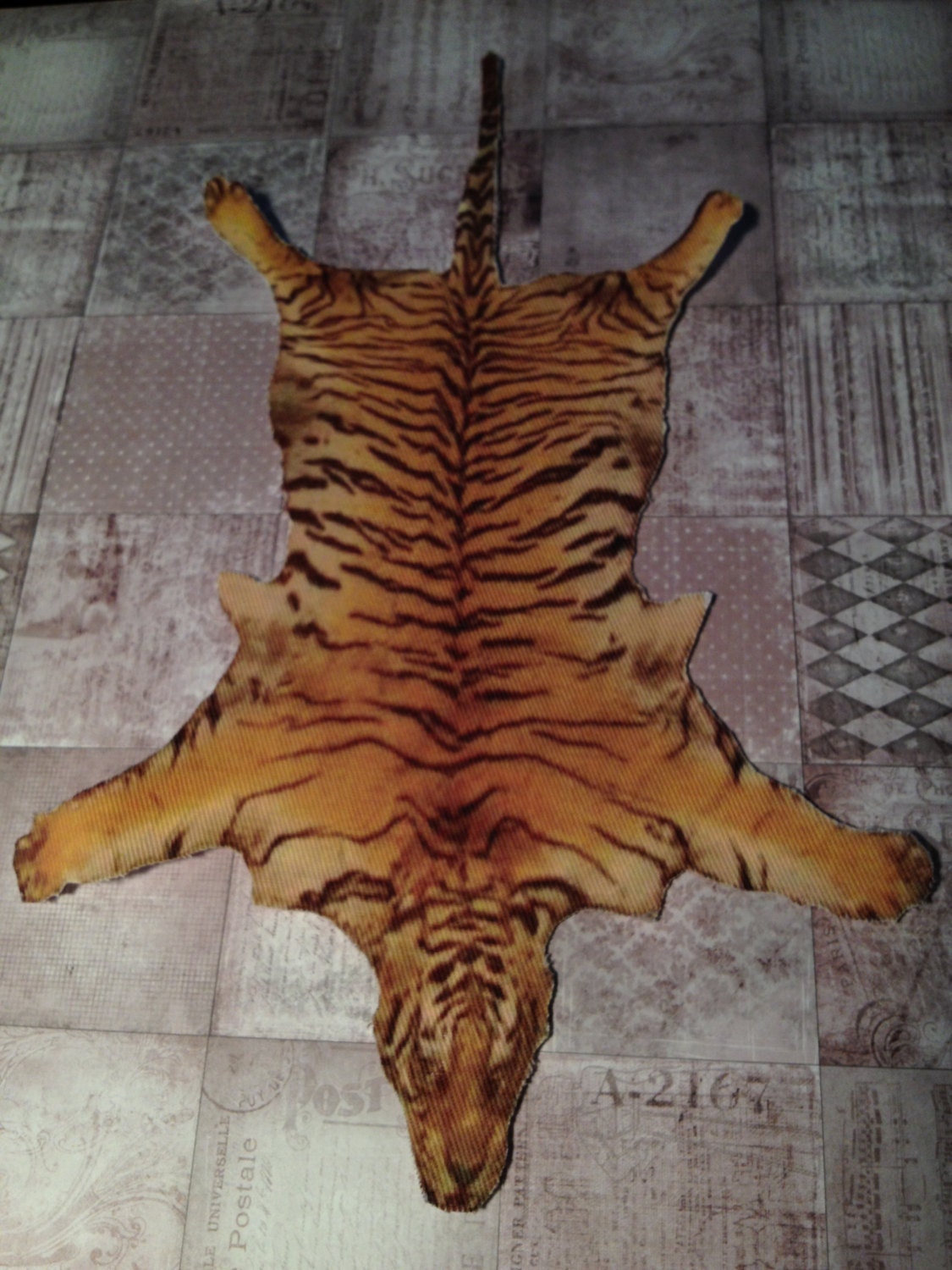 Dollhouse Miniature Bengal Tiger Skin Rug One Inch Scale