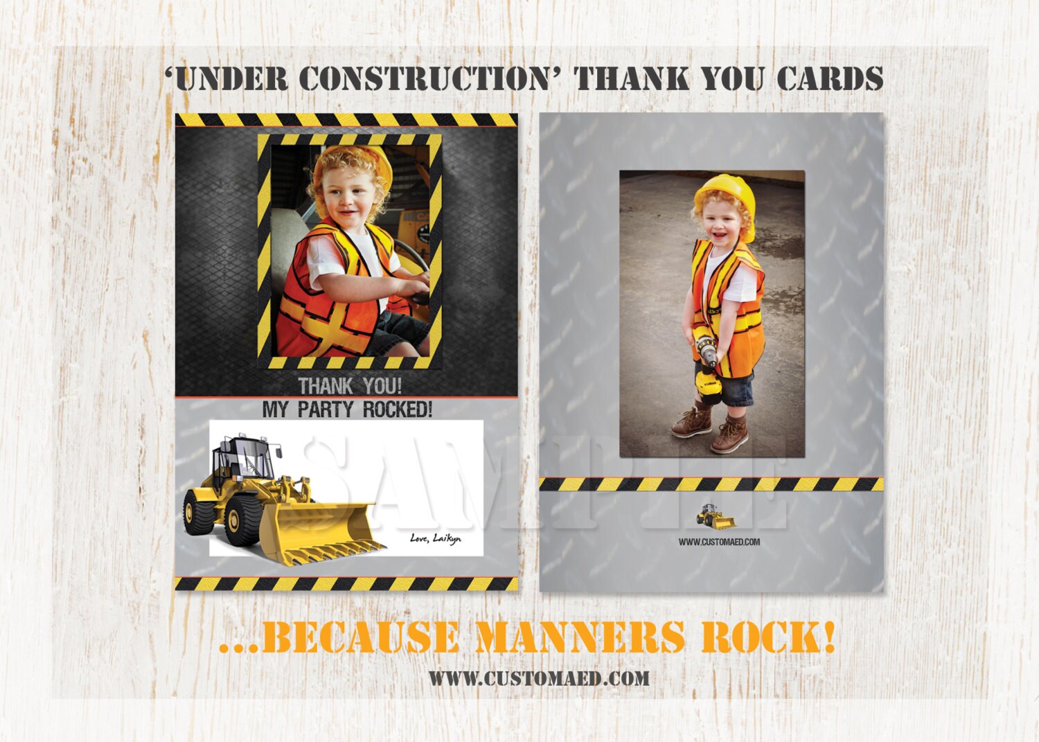 Construction Thank You card Personalized with PHOTO