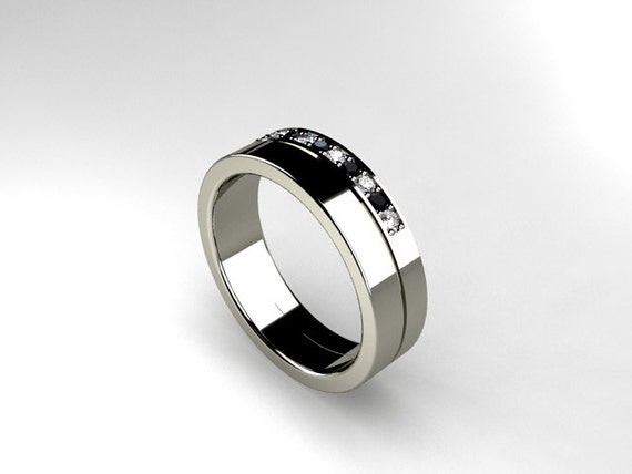 Titanium ring, Black Diamond, diamond ring, men wedding band, mens ...