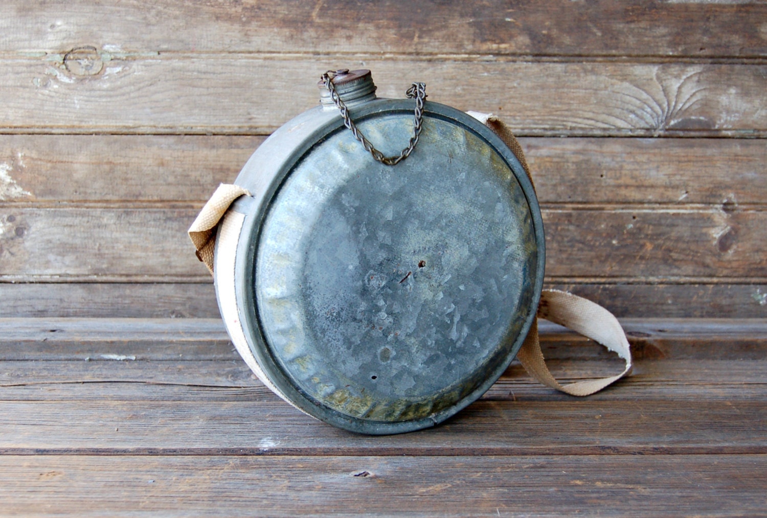 Large Vintage Galvanized Canteen by RootedInVintage on Etsy