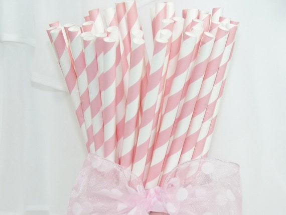 Ballet TuTu PINK Stripe Paper Straws 25 , Ballet, Dance Recital, Bridal Pink, Princess Party, Beach, cocktails, Wedding Il_570xn