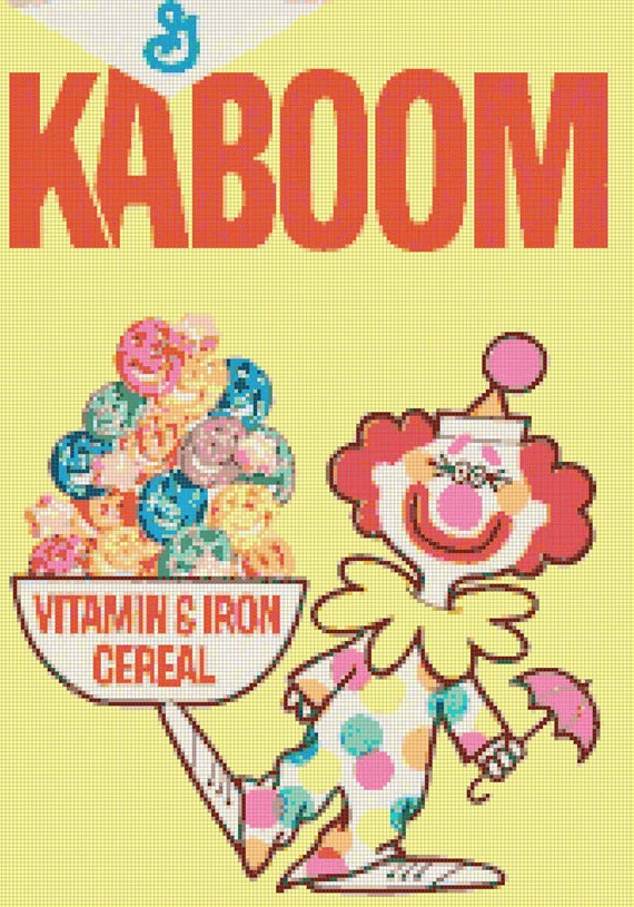 Retro Kaboom Clown General Mills Cereal Handmade PDF