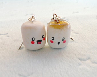 Cute Kawaii Marshmallow Earrings.. Choice of Sterling Silver Hooks :)
