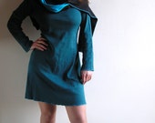Mini Dress With Scarf - 100% Cotton  - Psy - Long Sleeve Dress - Tunique - Stretches
