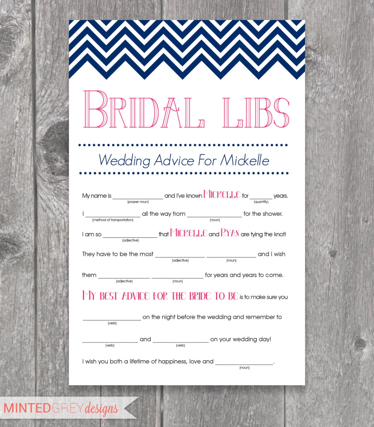 Free Printable Bridal Shower Mad Libs