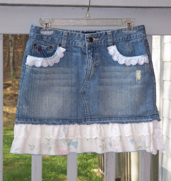 Items similar to Short and Sweet Denim Jean Skirt, 30 