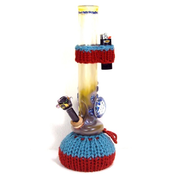 Knit Waterpipe and Lighter Cozy Set Bong Bootie and Lighter