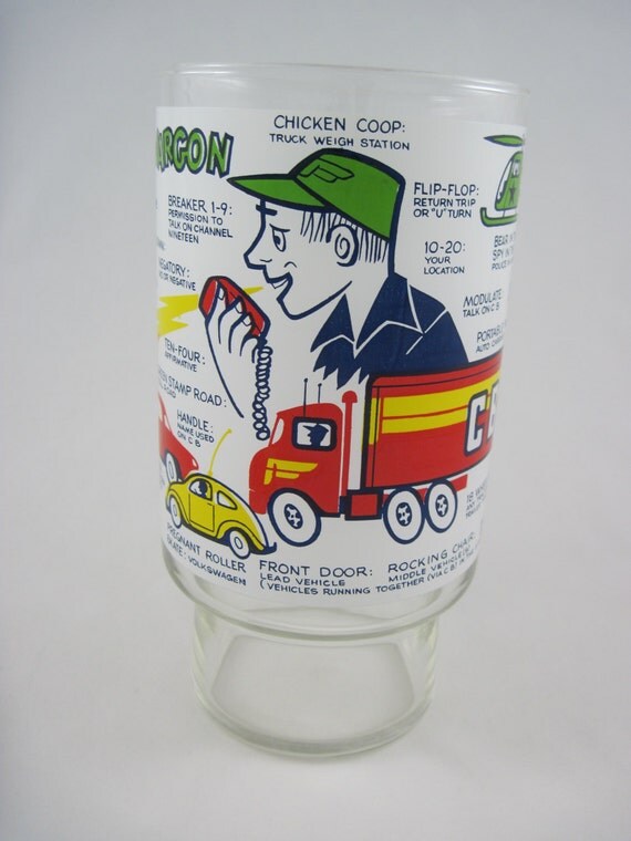 Super COOL Big 70's Vintage CB Jargon Glass by RubyMeows on Etsy