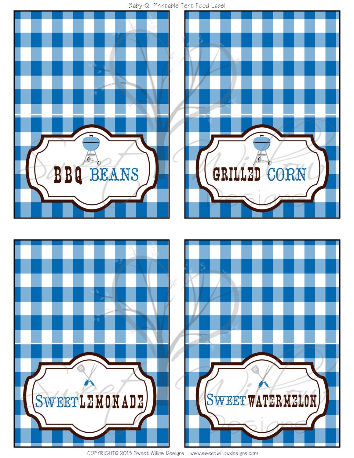 BBQ baby shower Printable Food Labels instant downloadBy
