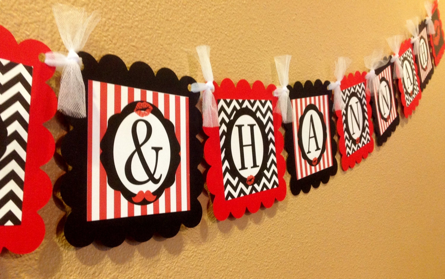 3 Lips & Mustache Party Centerpieces Red and Black