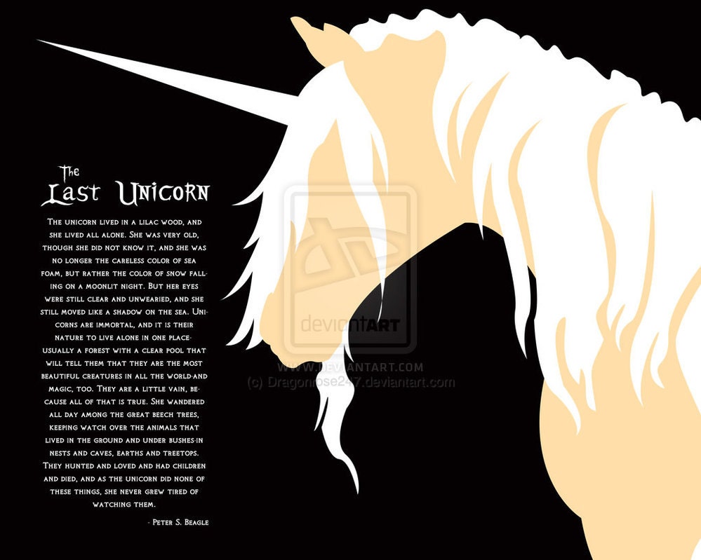 The Last Unicorn Art Print 16x20 11x14 and 4x6 by DragonroseWorks