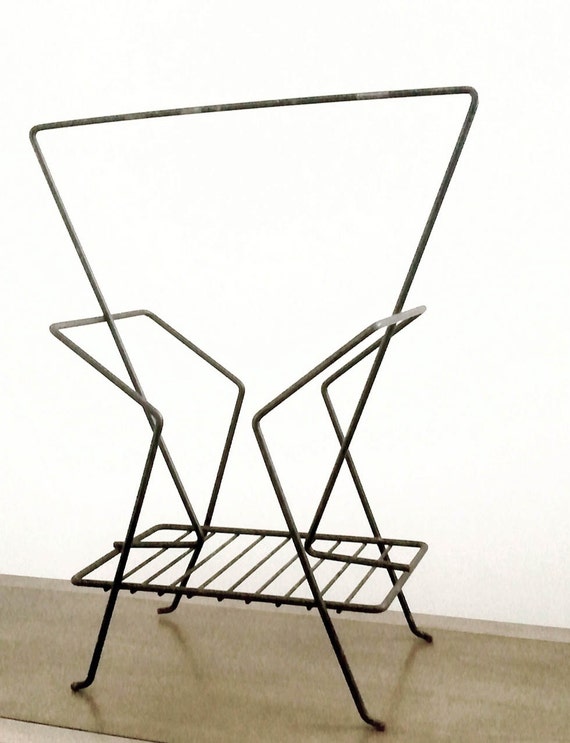 Mid Century Black Wire Magazine Rack.